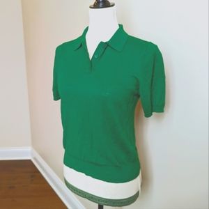 Banana Republic linen-viscose polo sweater, green, size XS